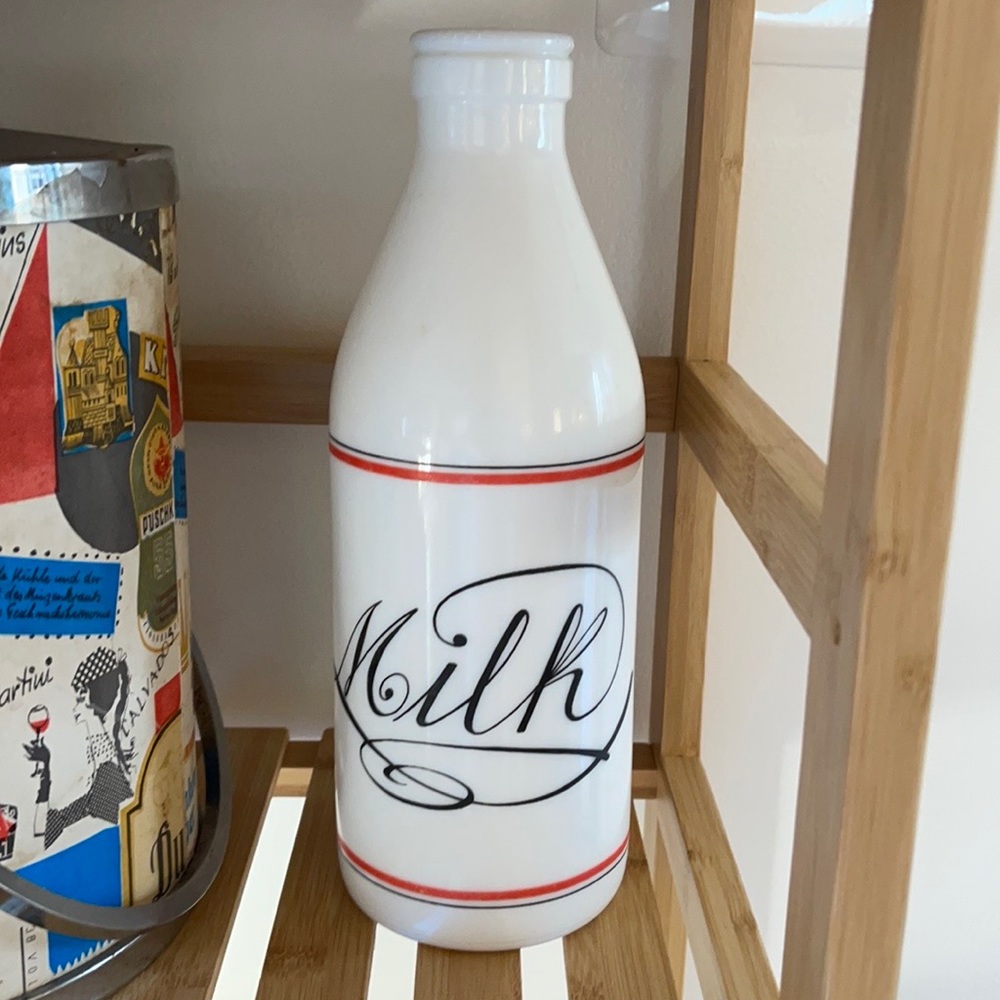 Retro Milk Bottle - white glass
